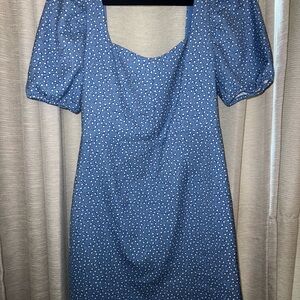 French Connection Blue Puff Sleeve Mini Sundress